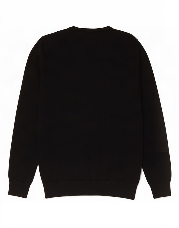 Maglione da uomo con scollo a V Fred Perry piccolo in lana merino nera