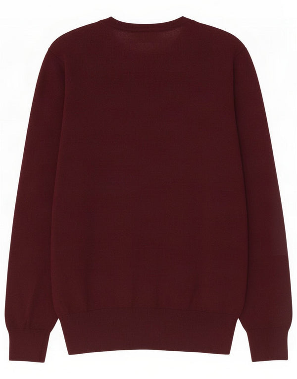 Marks & Spencer Mens V-Neck Jumper Sweater Large Burgundy Cotton