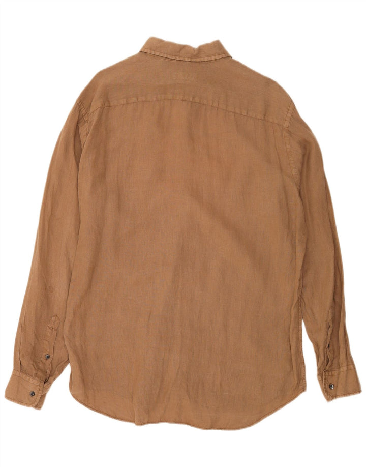 Camicia da uomo Fay taglia 40 15 3/4 lino beige medio