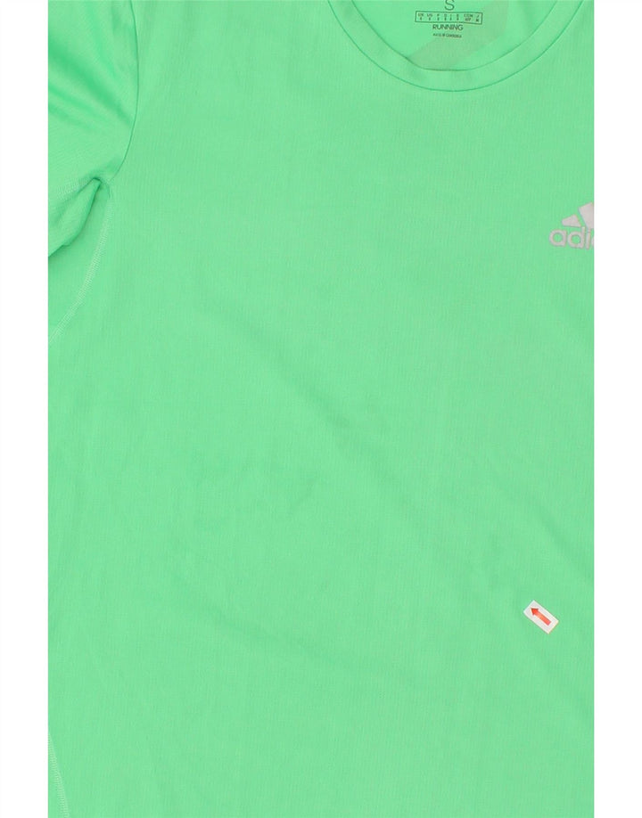 ADIDAS Mens Prime Blue T-Shirt Top Small Green Polyester Vintage Adidas and Second-Hand Adidas from Messina Hembry 