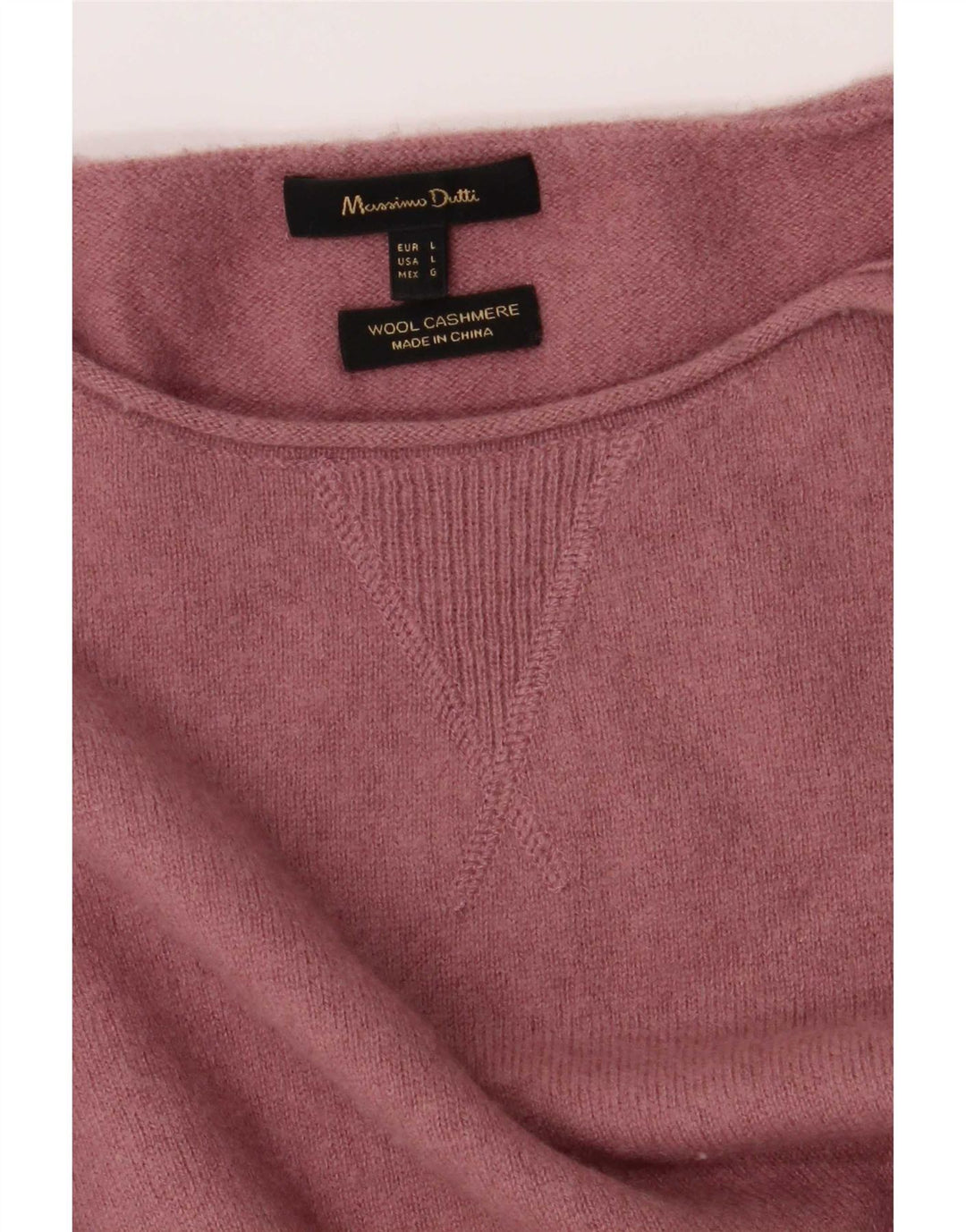 Massimo Dutti Maglione da uomo con scollo a barchetta, grande, in lana rosa