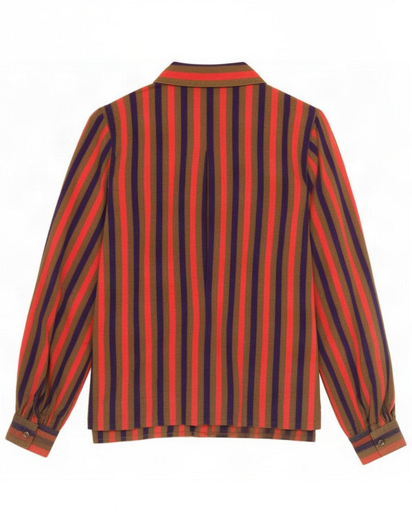 Camicetta vintage da donna UK 12 a righe medie multicolore