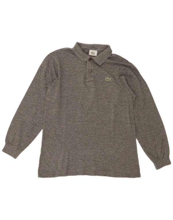 Polo da uomo a maniche lunghe Lacoste taglia 4 in cotone mélange grigio medio