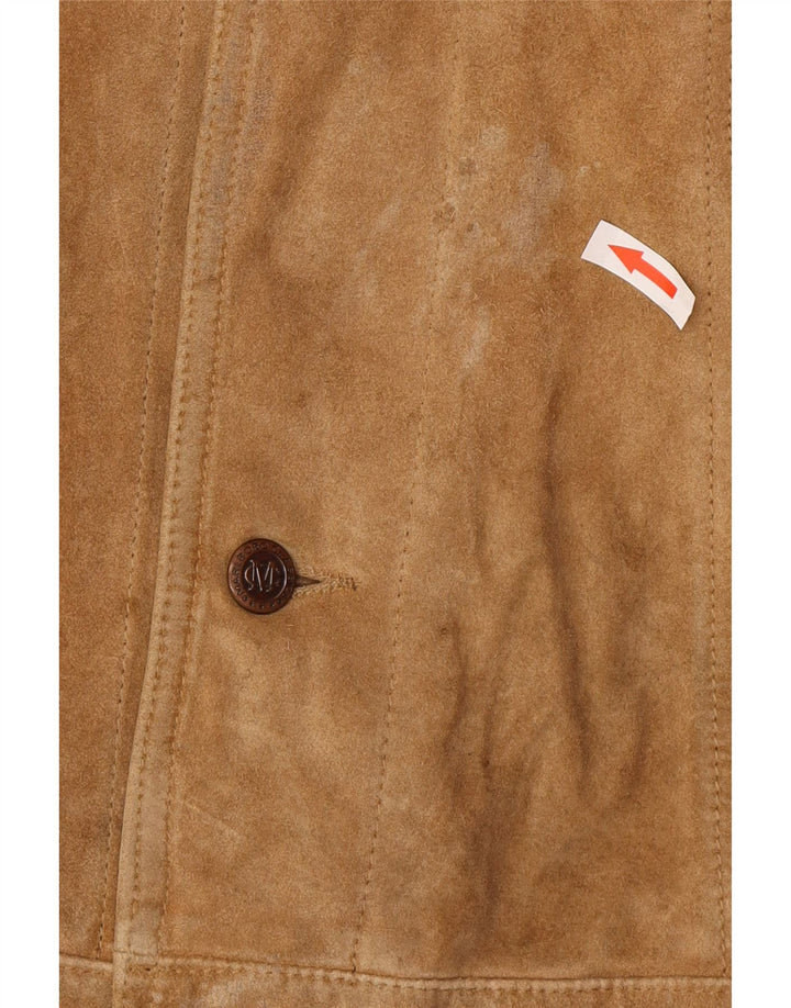 Giacca in pelle scamosciata da uomo Marlboro Classics UK 40 grande in pelle beige