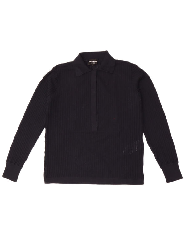 Maglione maglione oversize da donna Giorgio Armani con collo a polo IT 38 XS Blu navy