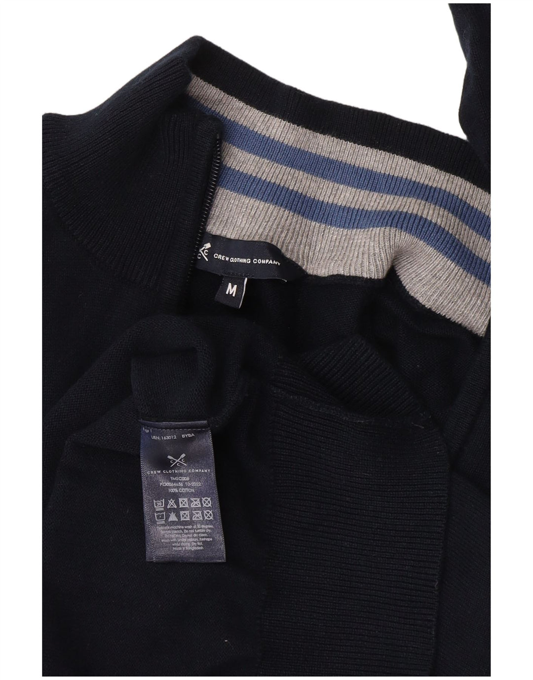 Crew Clothing Maglione da uomo con collo con zip, cotone medio blu navy