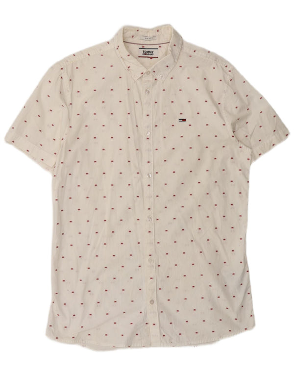 Camicia slim fit a maniche corte da uomo Tommy Hilfiger in cotone bianco medio