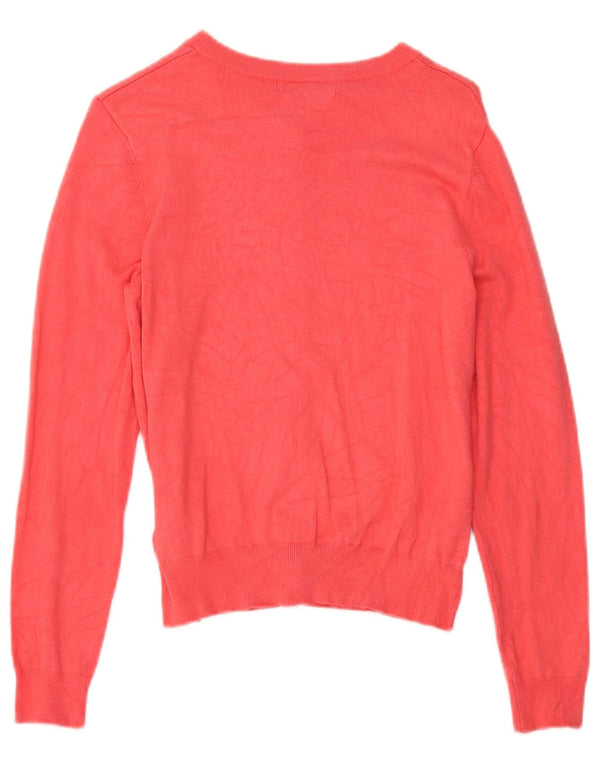 Maglione cardigan corto da donna Marks & Spencer UK 12 Viscosa rosa medio