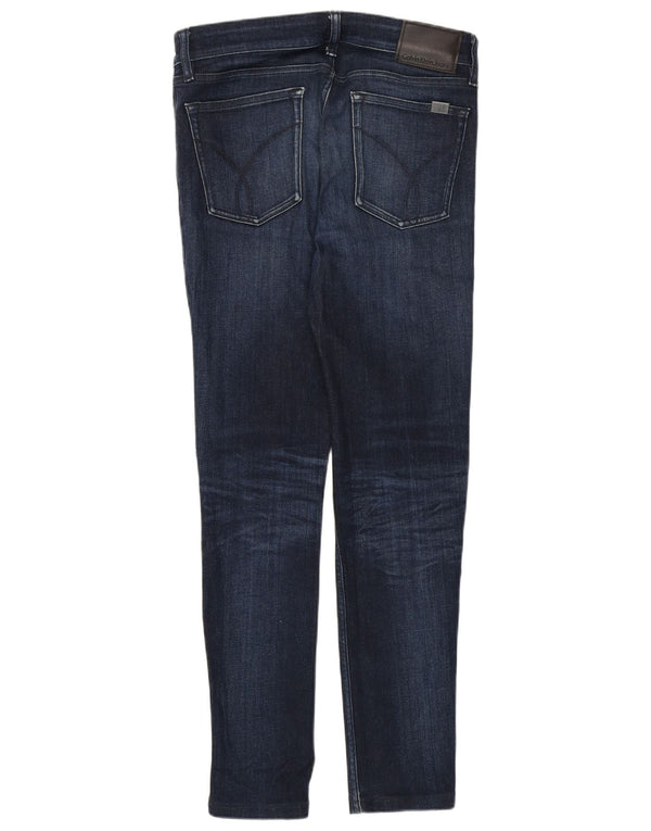 Jeans dritti slim da uomo Calvin Klein W30 L28 cotone blu navy