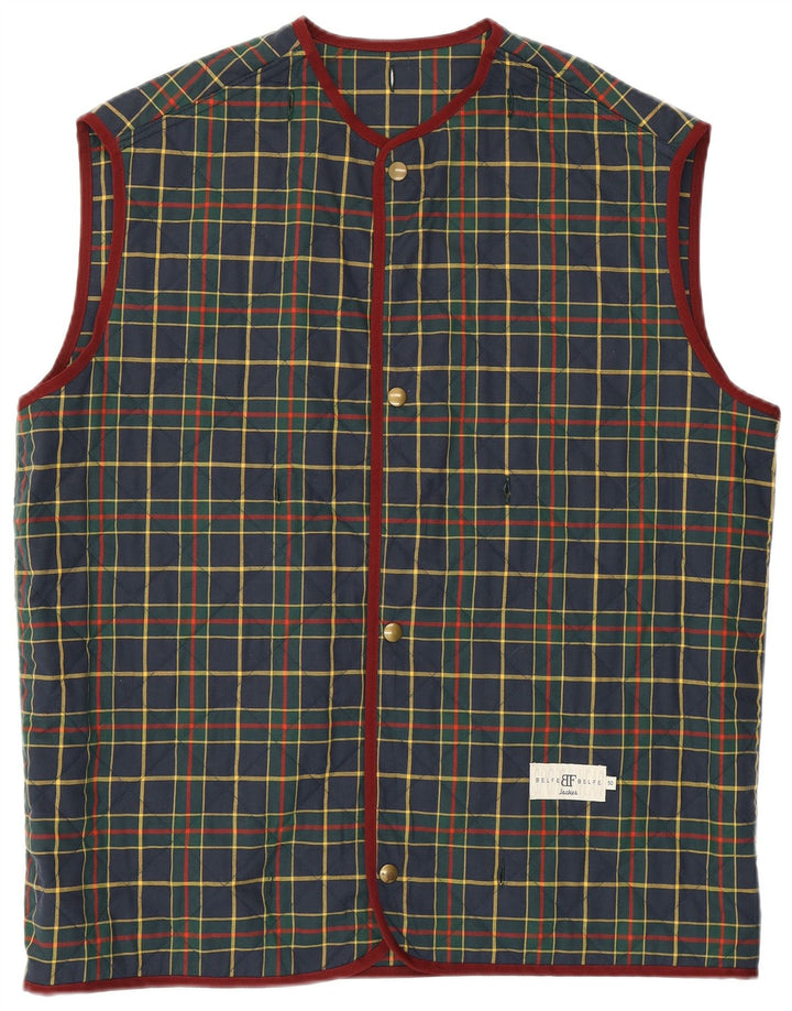 Belfe & Belfe Gilet trapuntato da uomo IT 50 Large Navy Check