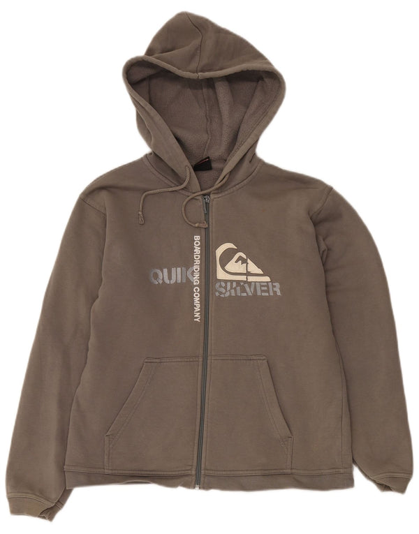 Maglione con cappuccio e zip grafica da donna QUIKSILVER UK 14 grande cotone grigio