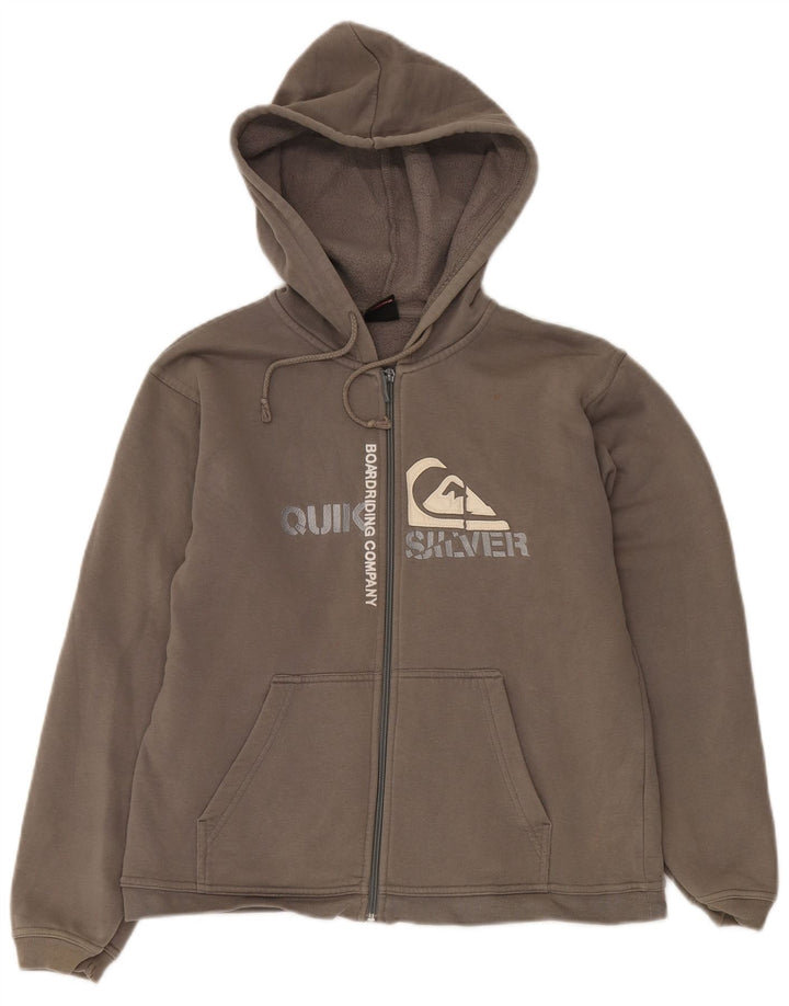 Maglione con cappuccio e zip grafica da donna QUIKSILVER UK 14 grande cotone grigio