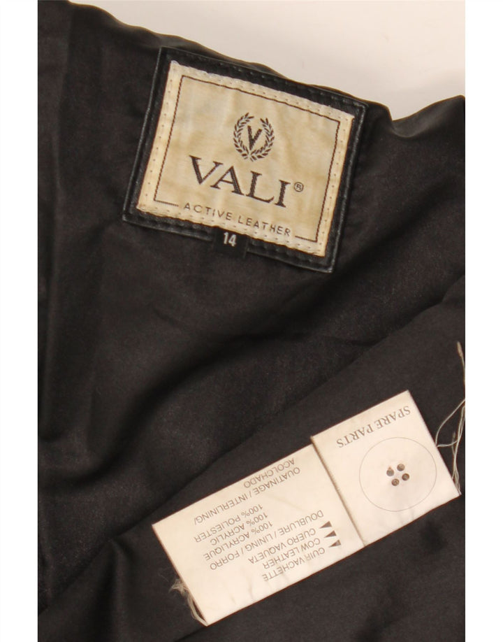 Soprabito in pelle da donna vintage UK 12 in pelle nera media