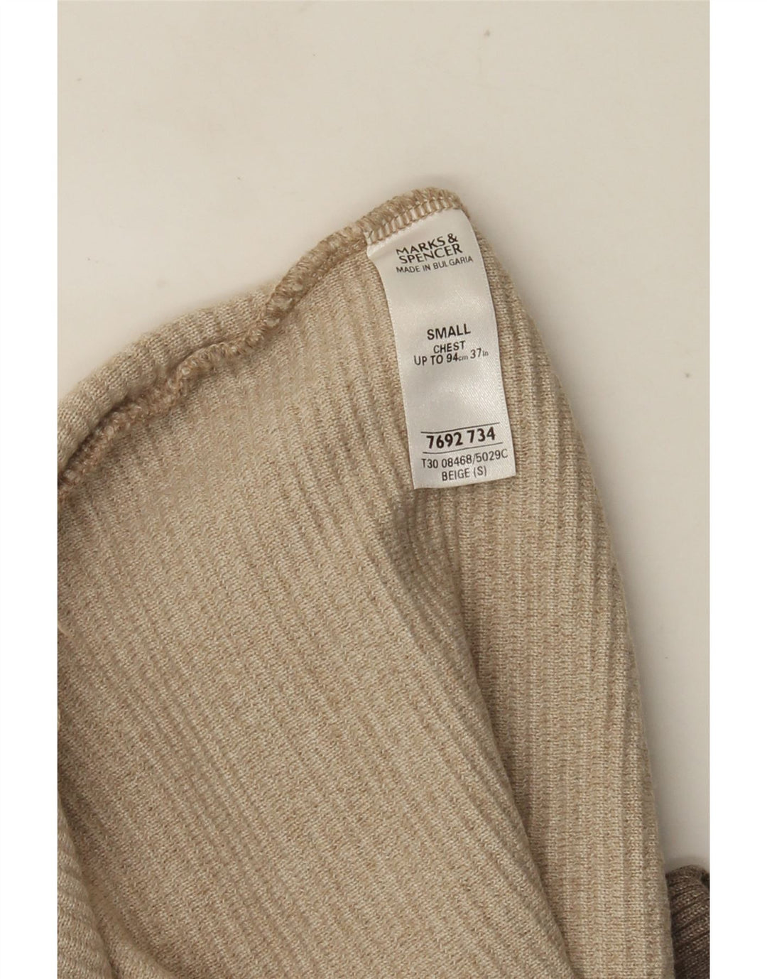 Maglione da uomo con scollo a V Marks & Spencer piccolo acrilico color block beige