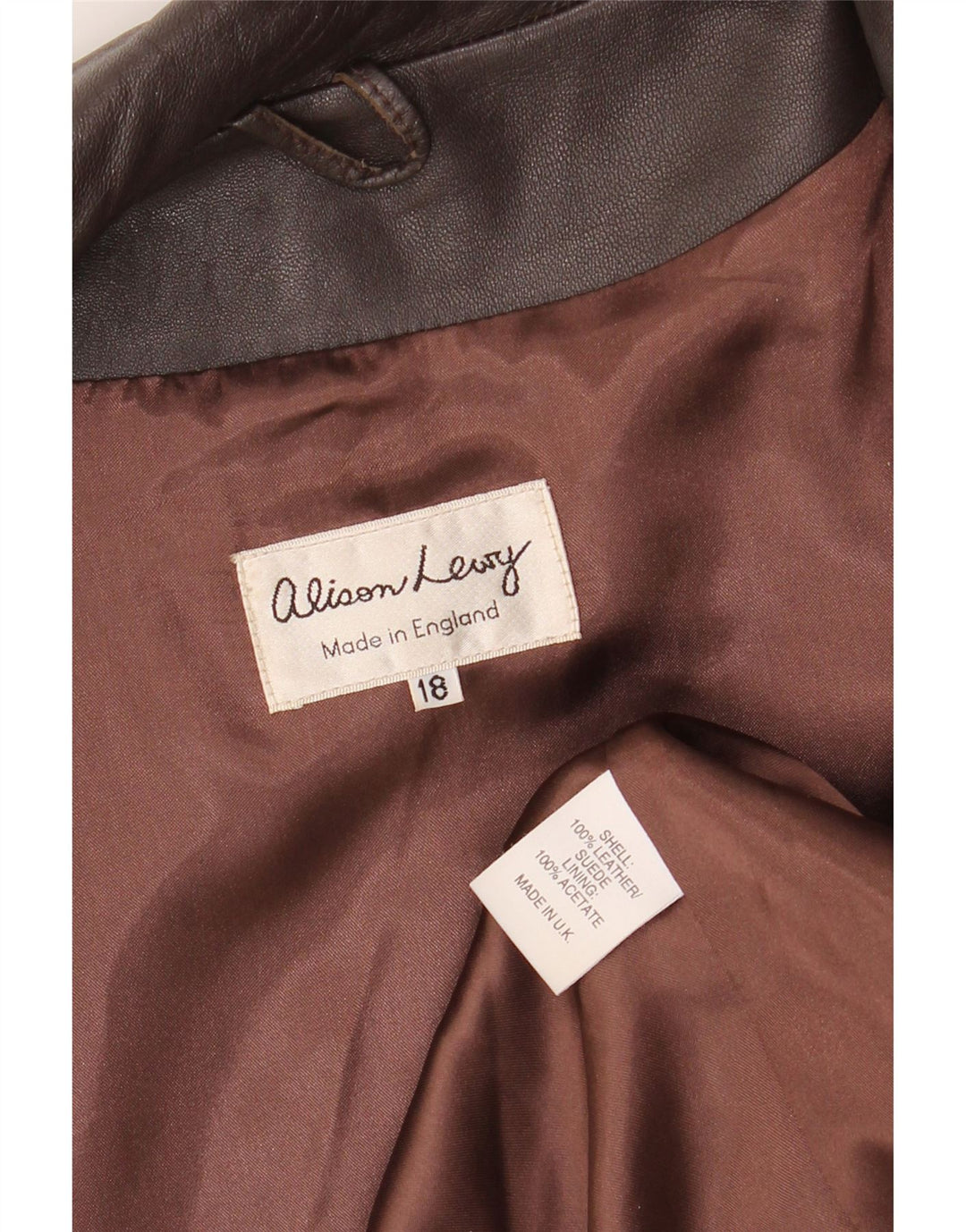 Giacca blazer in pelle vintage da donna a 3 bottoni UK 18 XL in pelle marrone