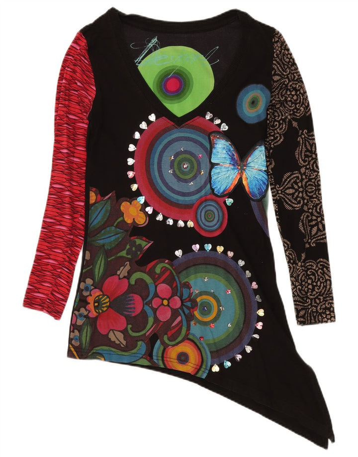 DESIGUAL Top tunica grafica da donna UK 10 piccolo floreale multicolore