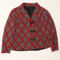 VINTAGE Womens Duffle Blazer Jacket UK 14 Medium Red Argyle/Diamond Vintage Vintage and Second-Hand Vintage from Messina Hembry 