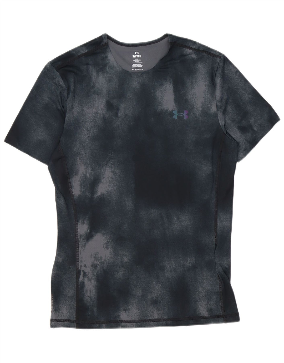 Maglietta aderente da uomo Under Armour, piccola, in poliestere nero tie-dye