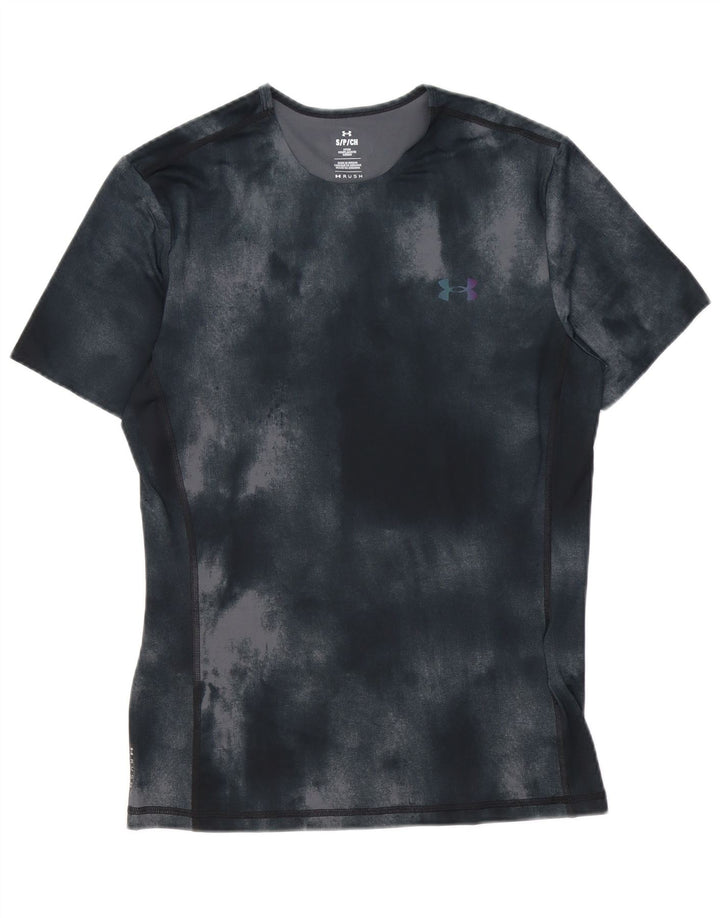 Maglietta aderente da uomo Under Armour, piccola, in poliestere nero tie-dye
