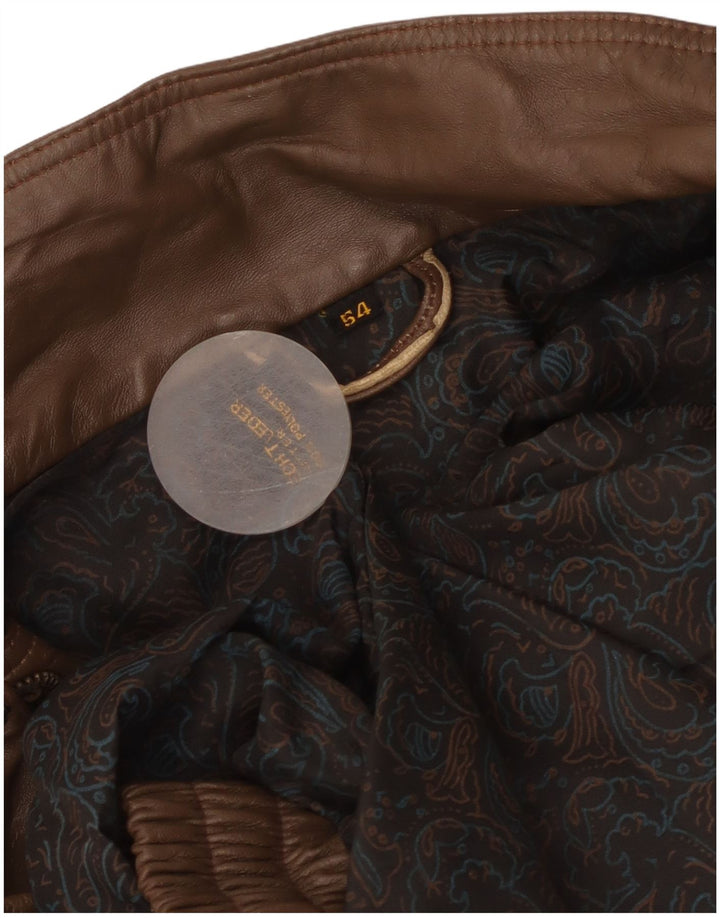 Giacca in pelle vintage da uomo IT 54 2XL Pelle marrone