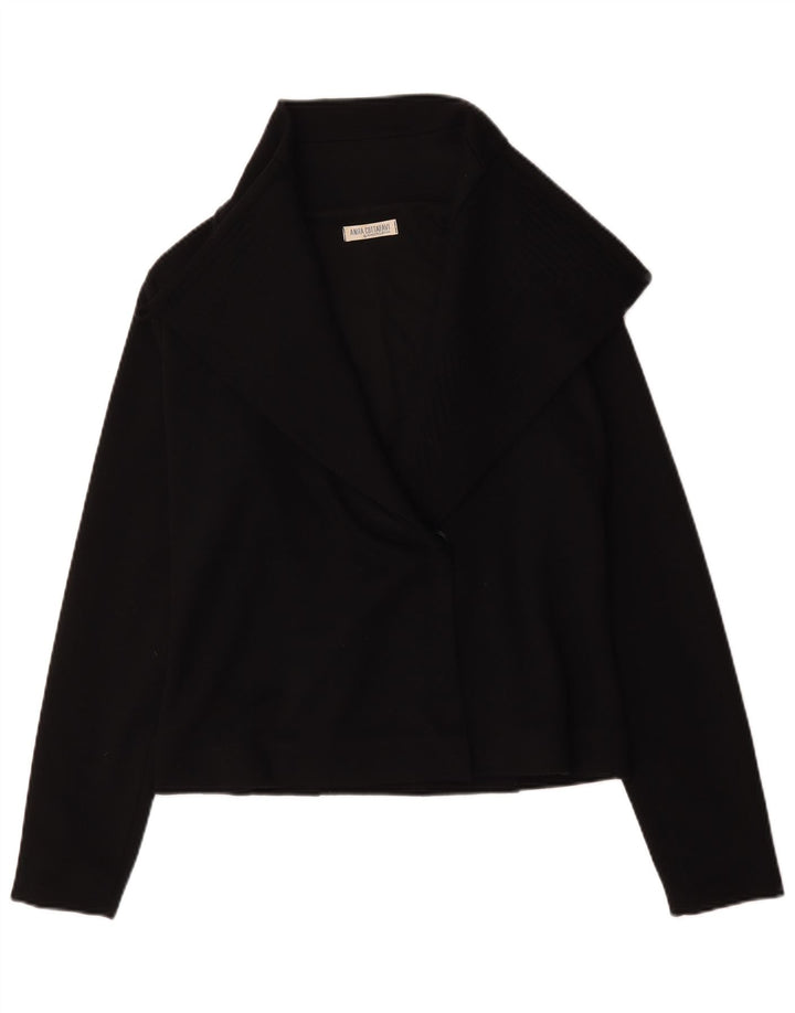 Giacca blazer vintage da donna a 1 bottone IT 48 XL in lana nera