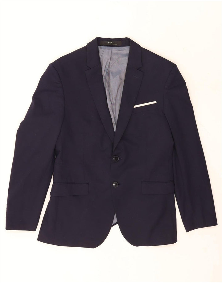 Giacca blazer a 2 bottoni da uomo Zara EU 46 piccola in viscosa blu navy