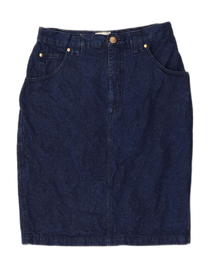 Gonna di jeans da donna VINTAGE W32 grande in cotone blu navy