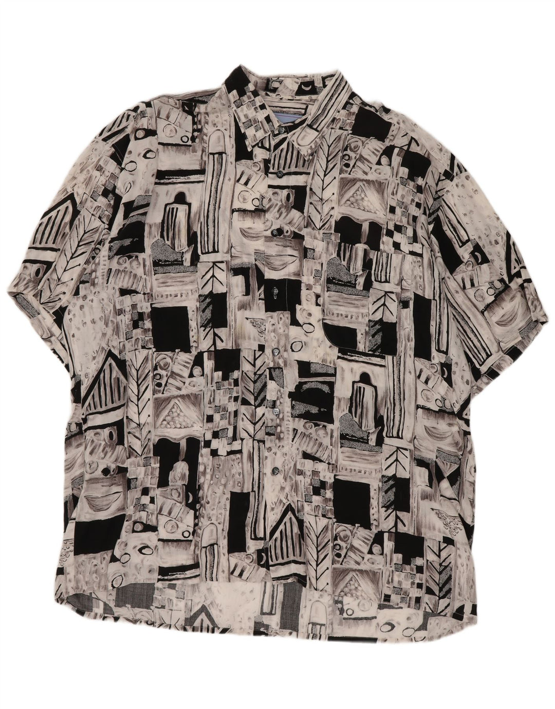 Camicia vintage da uomo a maniche corte XL grigia geometrica