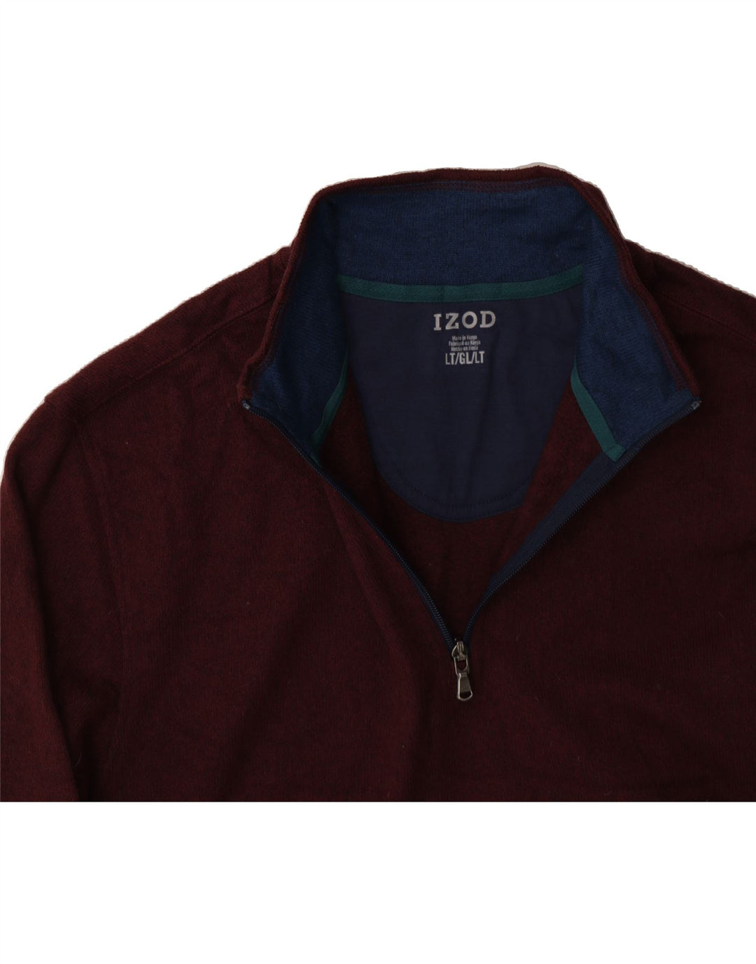 IZOD Mens Zip Neck Sweatshirt Jumper Large Burgundy Polyester Vintage Izod and Second-Hand Izod from Messina Hembry 
