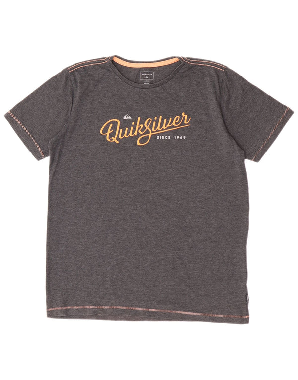 T-shirt grafica Quiksilver per ragazzi 15-16 anni in cotone grigio