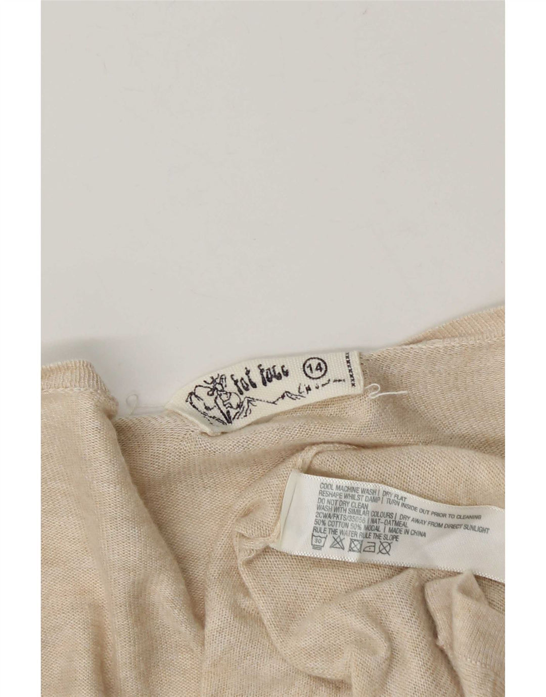 Maglione cardigan aperto lungo da donna Fat Face UK 14 Beige medio screziato