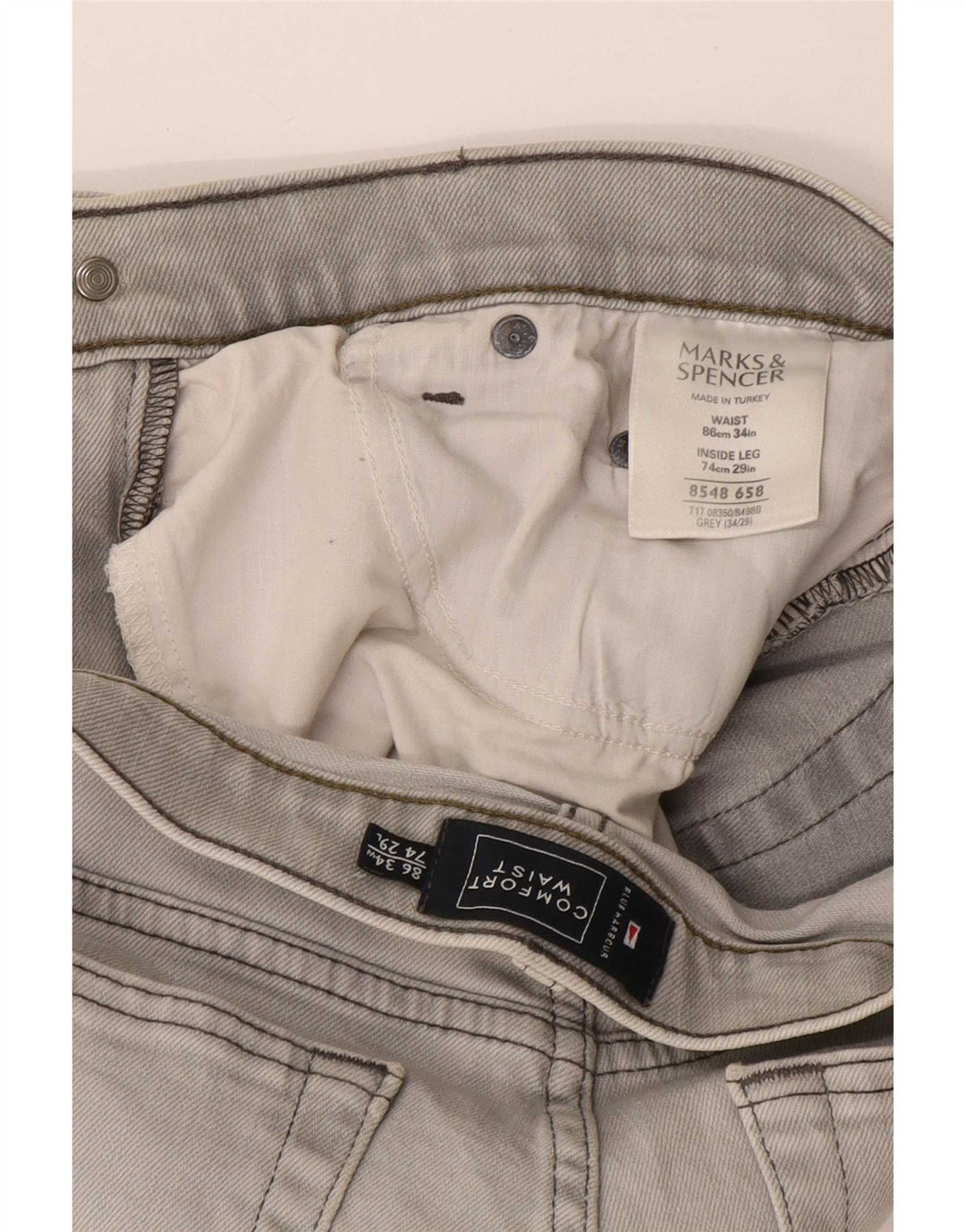 Jeans dritti Marks & Spencer da uomo blu Harbour W34 L29 cotone grigio