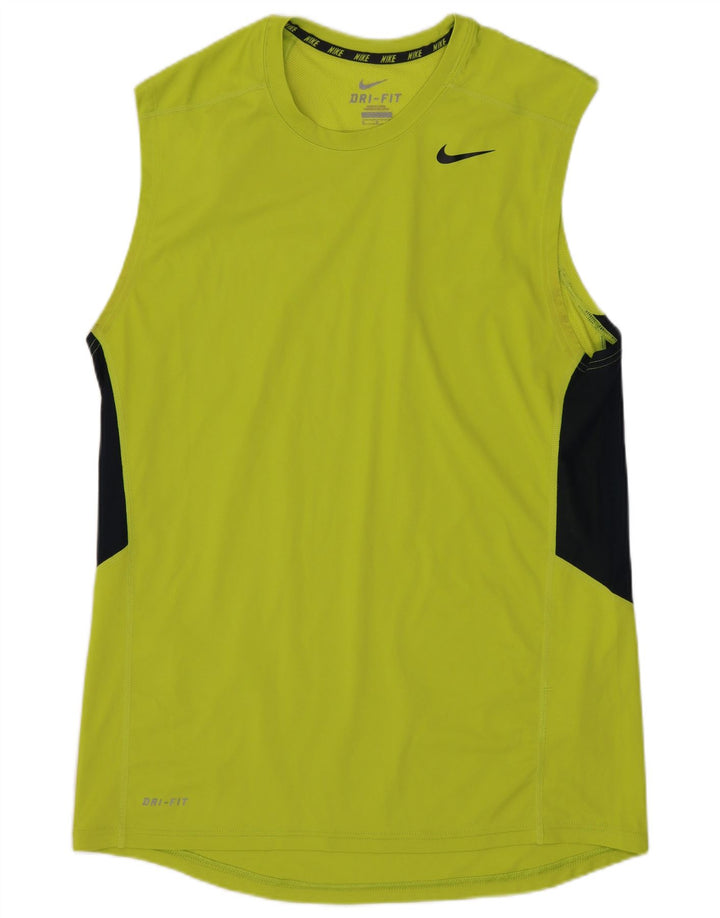 Canotta Nike Dri Fit da uomo, colore verde medio, color block