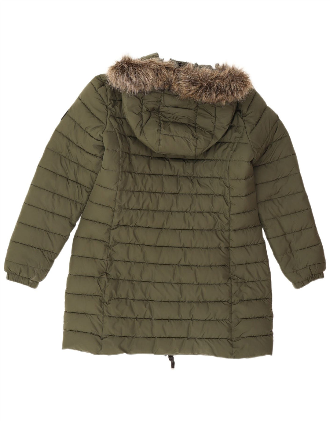Cappotto imbottito con cappuccio da donna Superdry UK 14 grande poliestere kaki