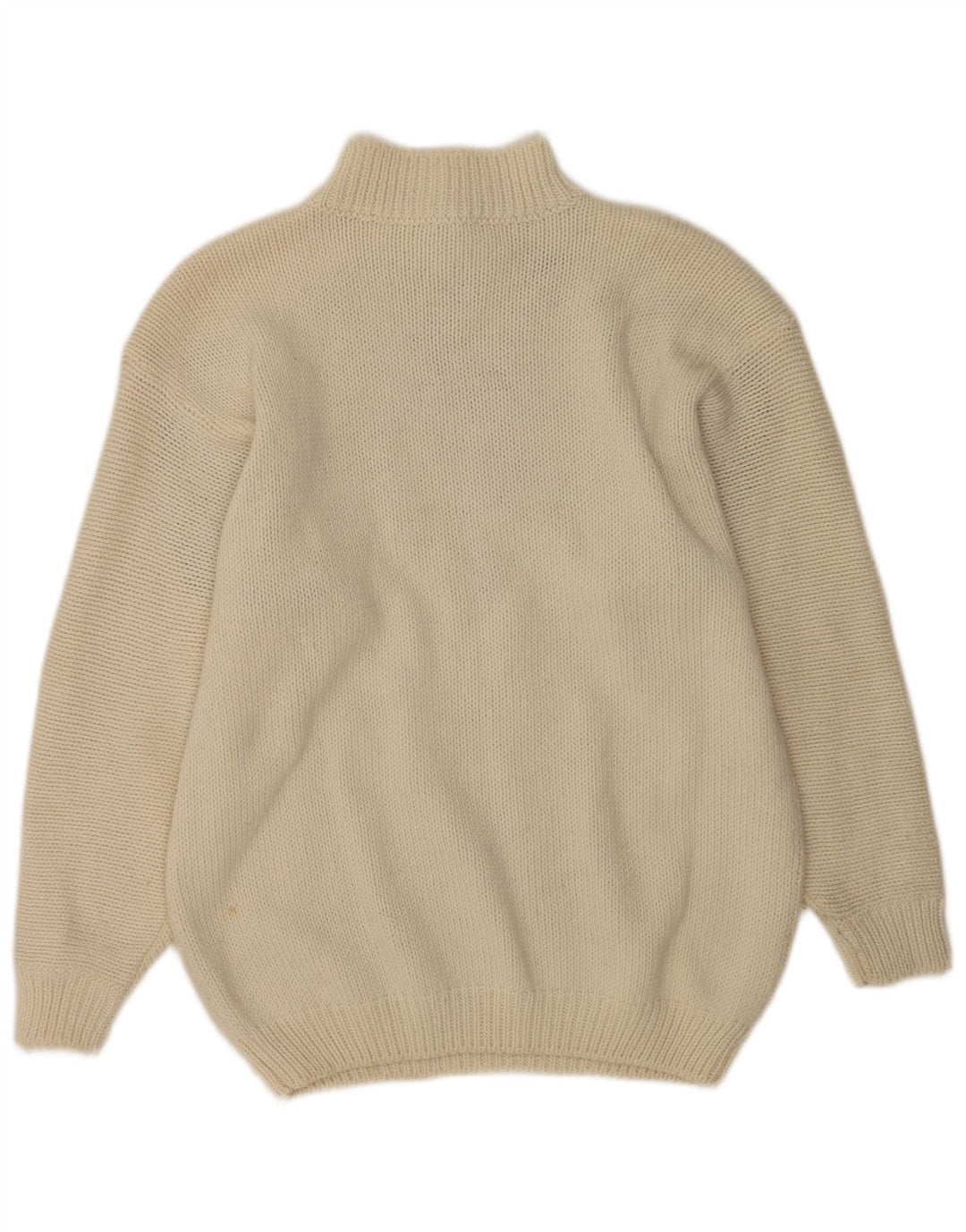 Maglione maglione vintage da donna con collo a bottoni UK 16 grande bianco sporco