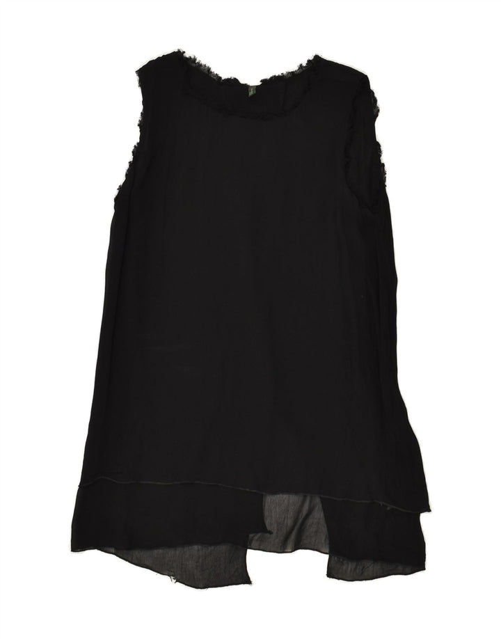 BENETTON Womens Sleeveless Blouse Top UK 10 Small Black Viscose | Vintage Benetton | Thrift | Second-Hand Benetton | Used Clothing | Messina Hembry 