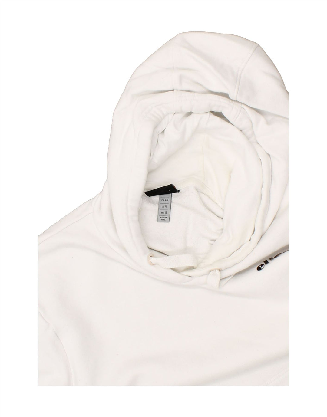 ELLESSE Womens Hoodie Jumper UK 12 Medium White Cotton Vintage Ellesse and Second-Hand Ellesse from Messina Hembry 