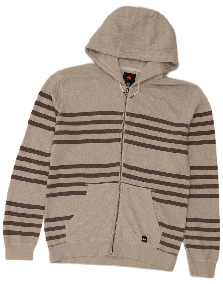 Maglione con cappuccio e zip da uomo Quiksilver in cotone a righe grigio medio