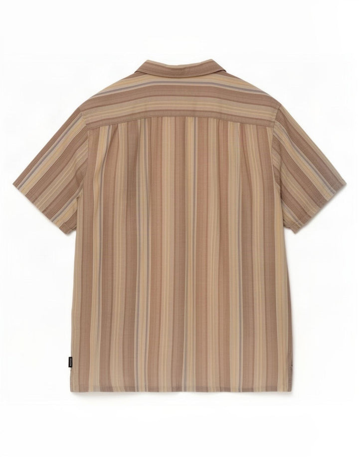 Camicia a maniche corte da uomo Izod in lino a righe grigie grandi