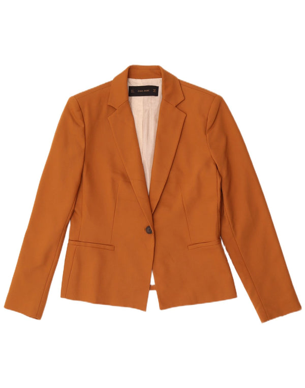 Giacca blazer a 1 bottone da donna Zara UK 14 grande poliestere beige