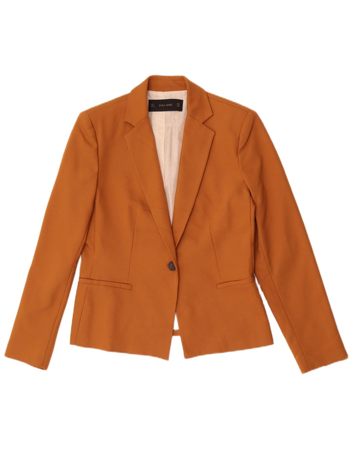 Giacca blazer a 1 bottone da donna Zara UK 14 grande poliestere beige