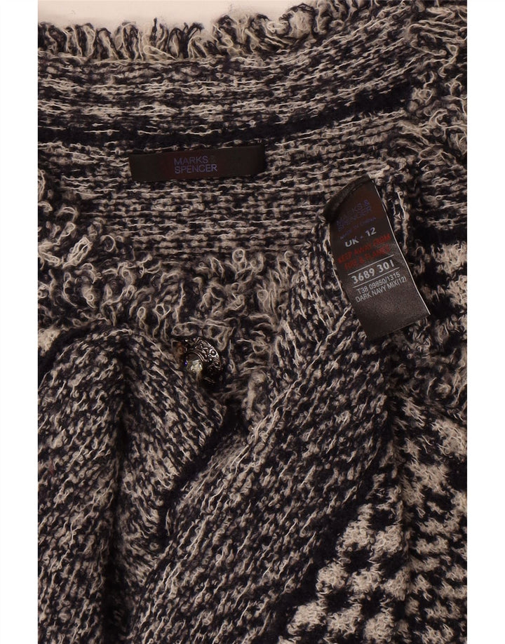 Maglione cardigan da donna Marks & Spencer UK 12 medio blu navy pied de poule