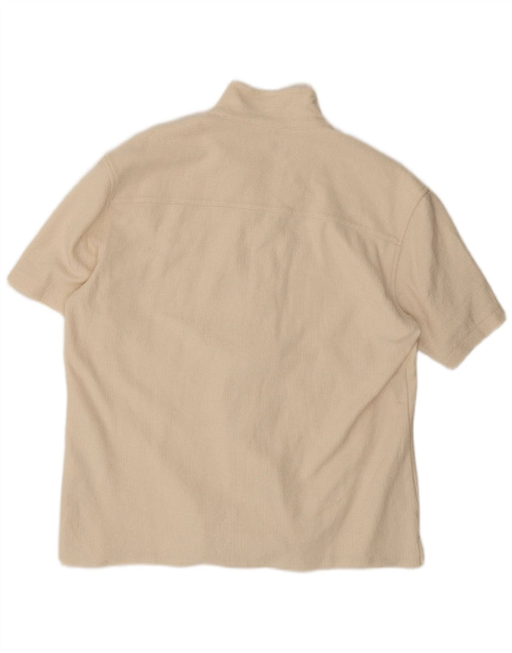 Camicia a maniche corte da uomo Zara grande in cotone bianco sporco