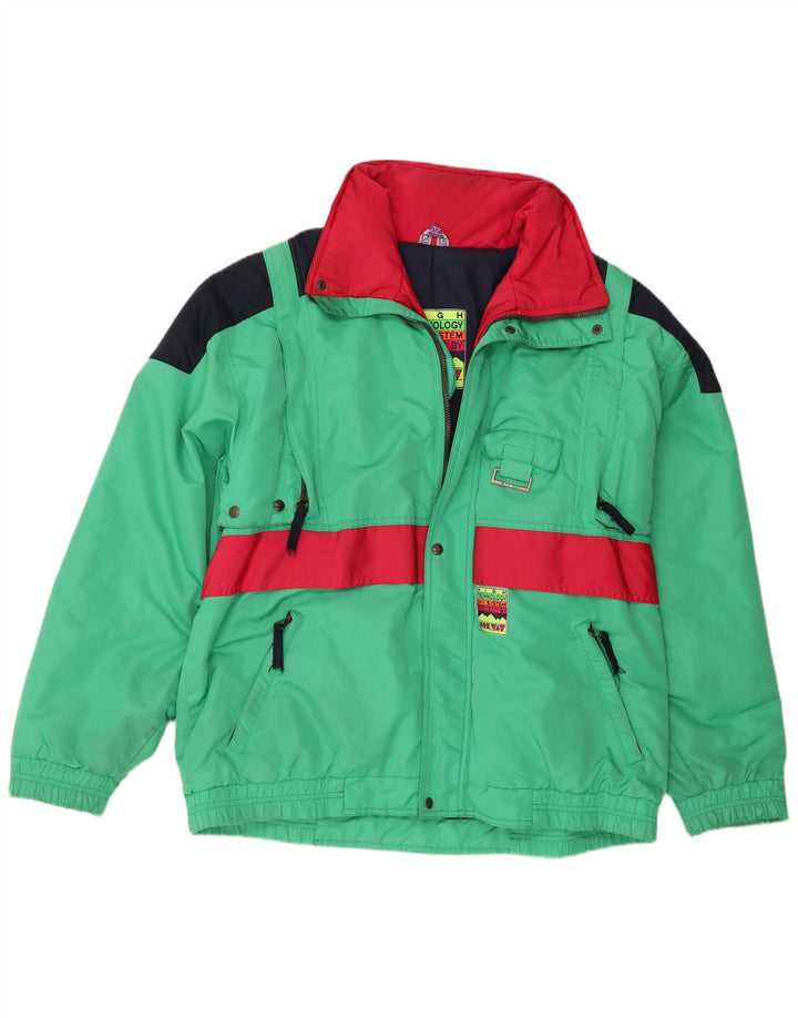 Giacca da sci con cappuccio da uomo norvegese IT 52 XL Poliestere color block verde