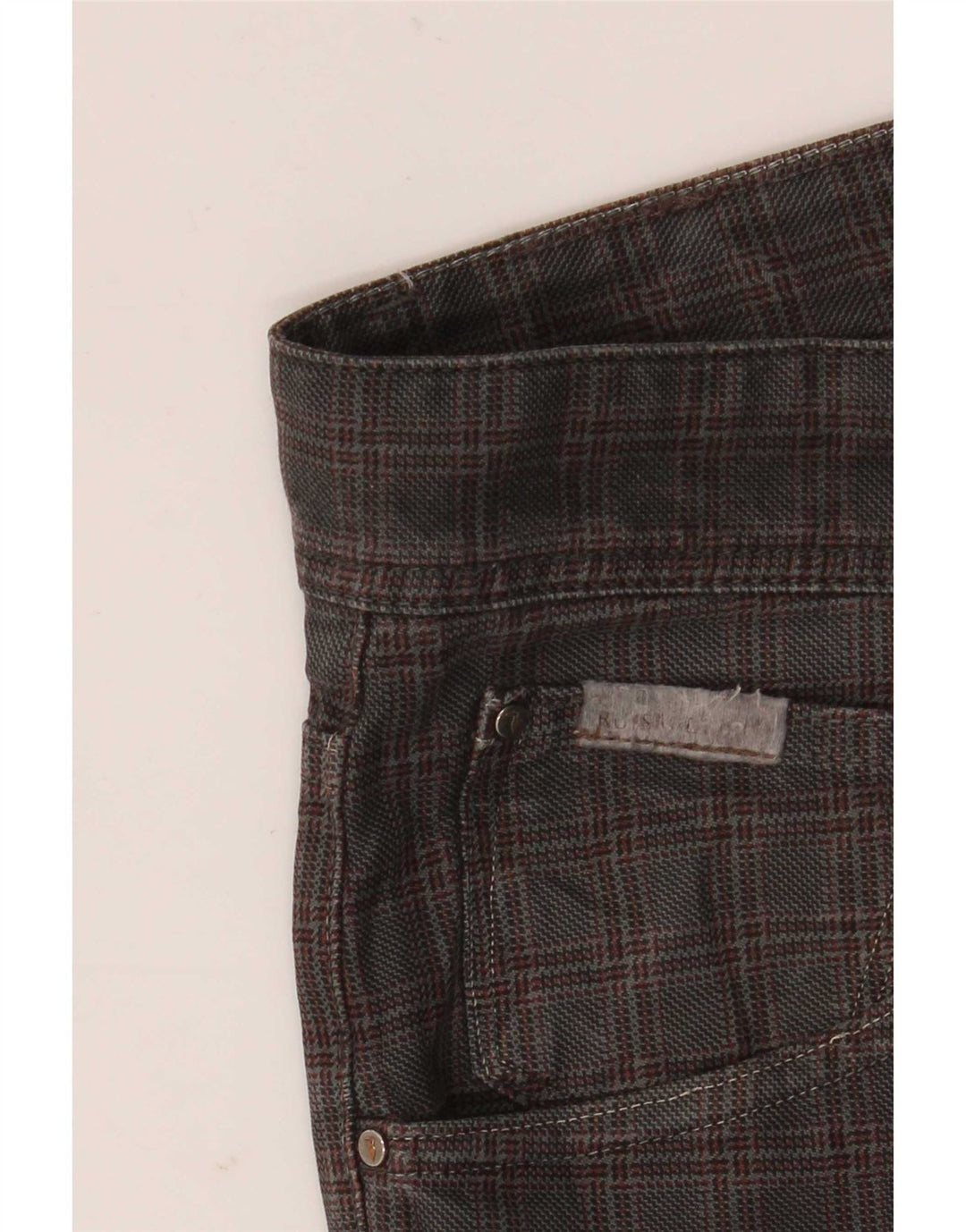 Pantaloni Casual Dritti Uomo Trussardi W36 L32 A Quadri Grigi