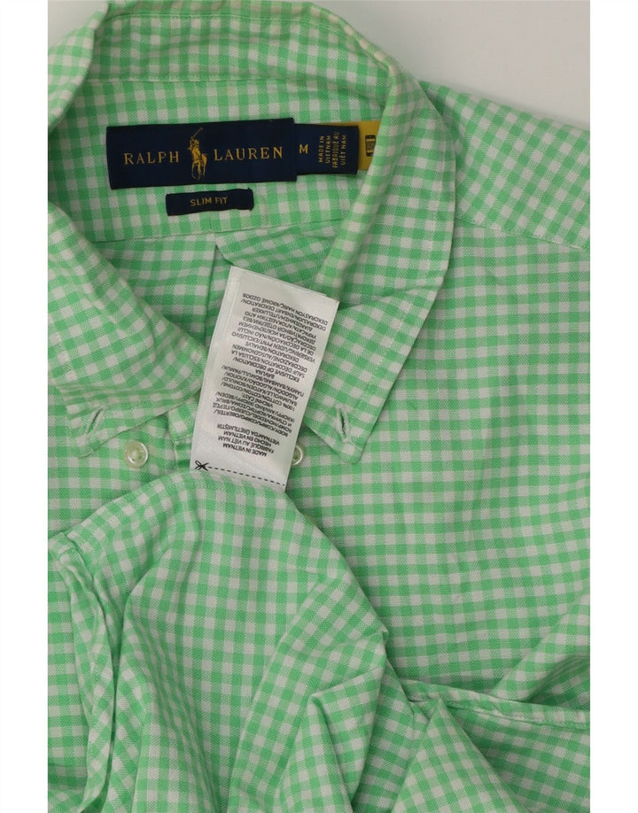Camicia slim fit da uomo Ralph Lauren in cotone a quadretti verde medio