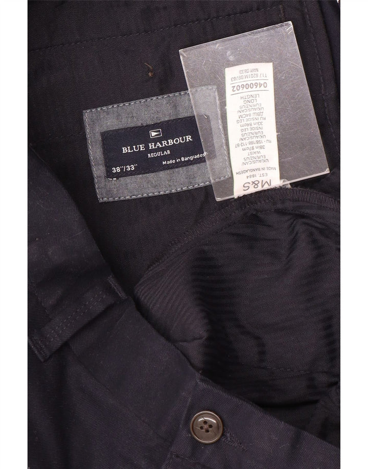 Pantaloni chino regolari Marks & Spencer da uomo blu Harbour W38 L33 blu navy