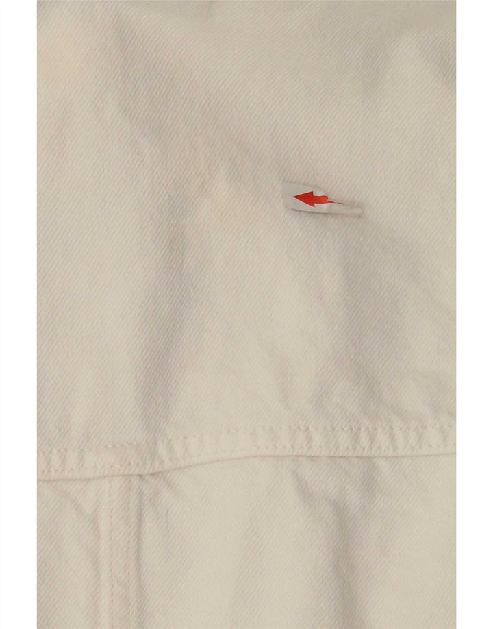 Giacca di jeans oversize da donna Zara UK 10 piccola in cotone bianco