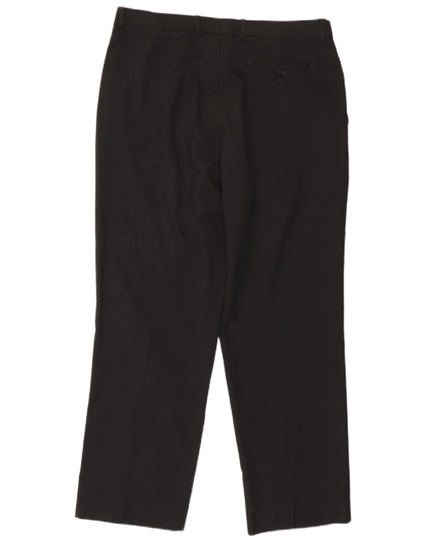 Pantaloni da abito dritti da uomo Marks & Spencer W36 L29 poliestere nero