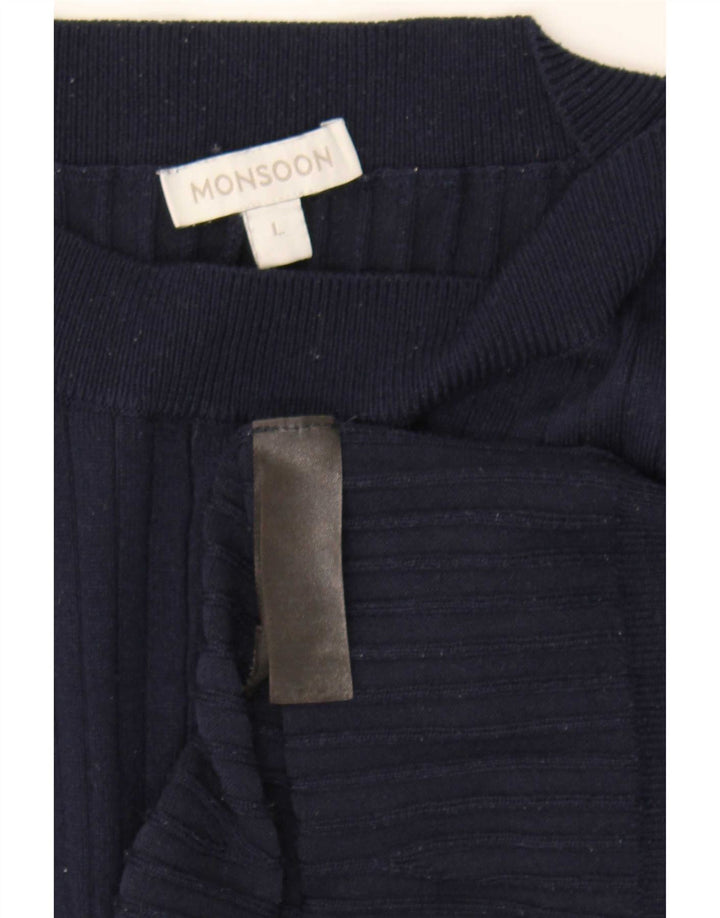 Abito maglione da donna Monsoon UK 16 Grande poliestere blu navy